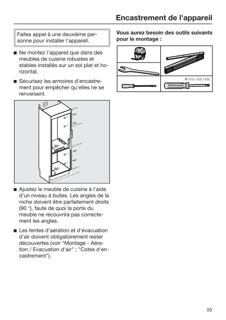 Miele K 35673 iD - Mode d'emploi et instructions de montage