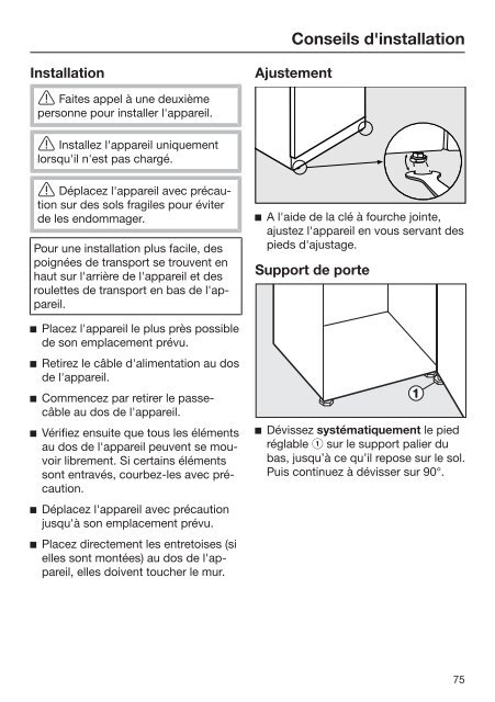 Miele KWNS 28462 E - Mode d'emploi et instructions de montage