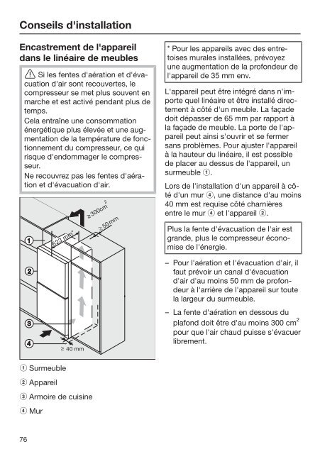 Miele KWNS 28462 E - Mode d'emploi et instructions de montage