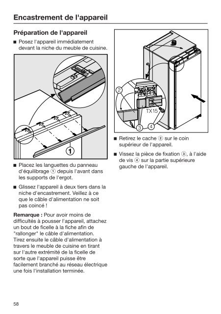 Miele K 34673 iD - Mode d'emploi et instructions de montage