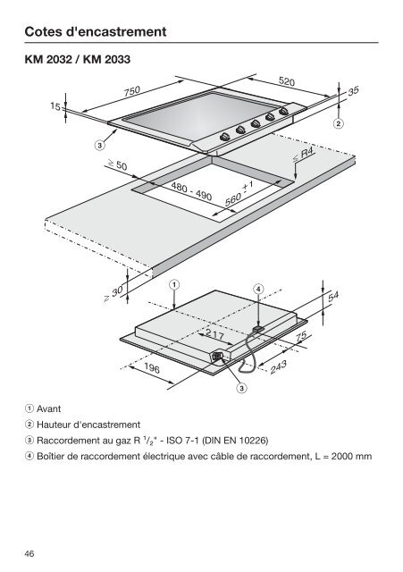 Miele KM 6879 - Mode d'emploi et instructions de montage