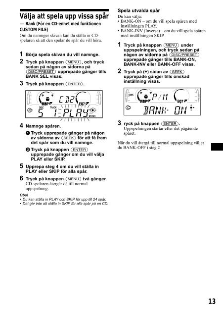 Sony CDX-CA650 - CDX-CA650 Consignes d&rsquo;utilisation Su&eacute;dois