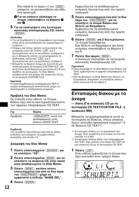 Sony CDX-CA650 - CDX-CA650 Consignes d&rsquo;utilisation Grec