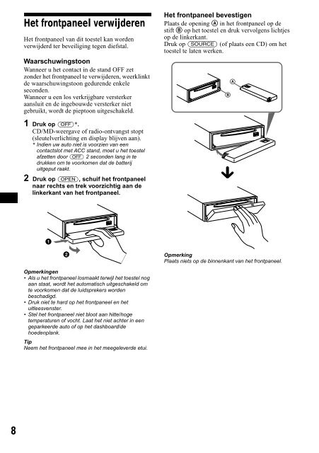 Sony CDX-CA650 - CDX-CA650 Consignes d&rsquo;utilisation N&eacute;erlandais