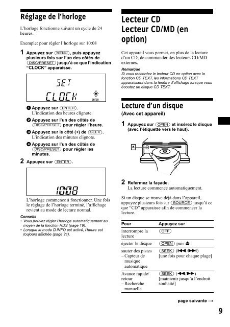 Sony CDX-CA650 - CDX-CA650 Consignes d&rsquo;utilisation