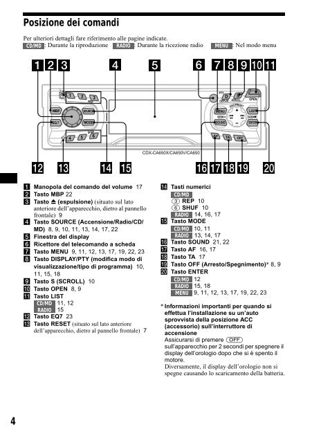 Sony CDX-CA650 - CDX-CA650 Consignes d&rsquo;utilisation