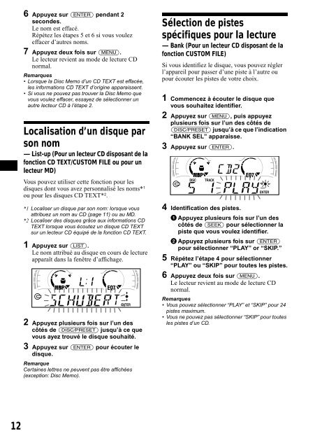 Sony CDX-CA650 - CDX-CA650 Consignes d&rsquo;utilisation Fran&ccedil;ais