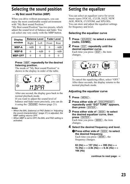 Sony CDX-CA650 - CDX-CA650 Consignes d&rsquo;utilisation Anglais