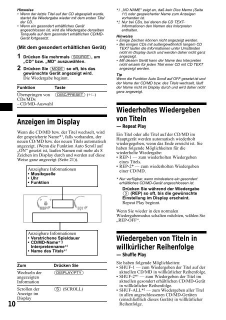 Sony CDX-CA650 - CDX-CA650 Consignes d&rsquo;utilisation Anglais