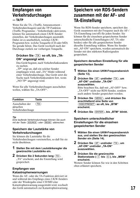 Sony CDX-CA650 - CDX-CA650 Consignes d&rsquo;utilisation Anglais