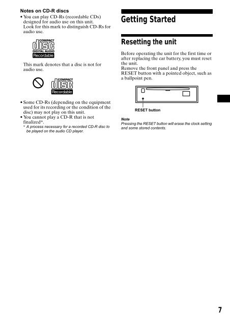 Sony CDX-CA650 - CDX-CA650 Consignes d&rsquo;utilisation Anglais