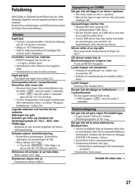 Sony CDX-CA650 - CDX-CA650 Consignes d&rsquo;utilisation Anglais