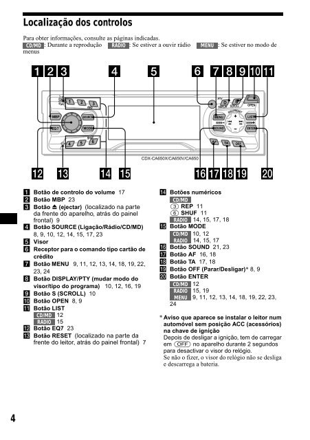 Sony CDX-CA650 - CDX-CA650 Consignes d&rsquo;utilisation Anglais