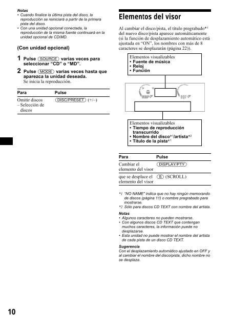 Sony CDX-CA650 - CDX-CA650 Consignes d&rsquo;utilisation Espagnol