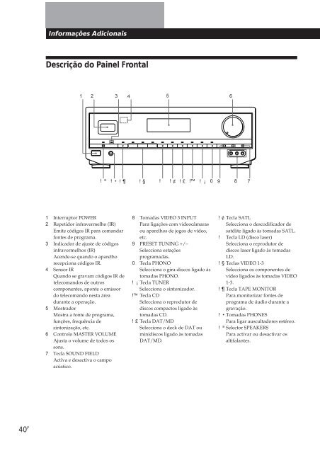 Sony TA-VE800G - TA-VE800G Consignes d&rsquo;utilisation Portugais