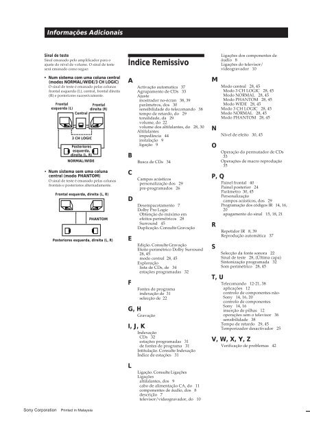 Sony TA-VE800G - TA-VE800G Consignes d&rsquo;utilisation Portugais