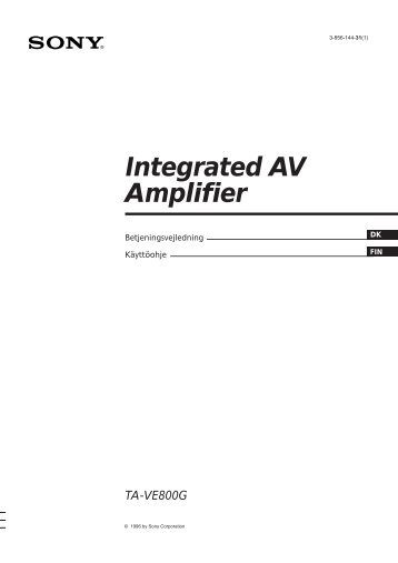 Sony TA-VE800G - TA-VE800G Consignes dâutilisation Finlandais