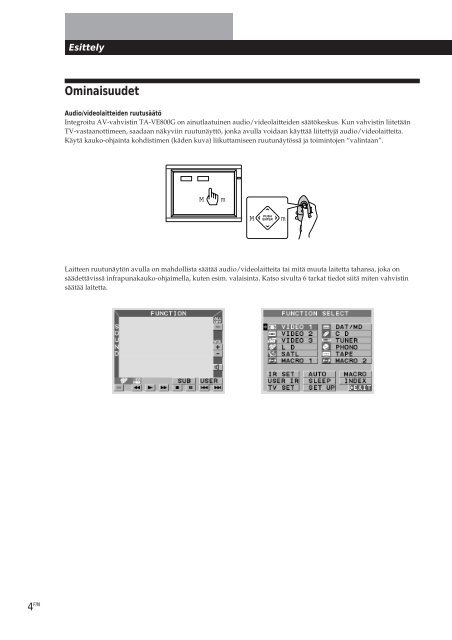 Sony TA-VE800G - TA-VE800G Consignes d&rsquo;utilisation Finlandais