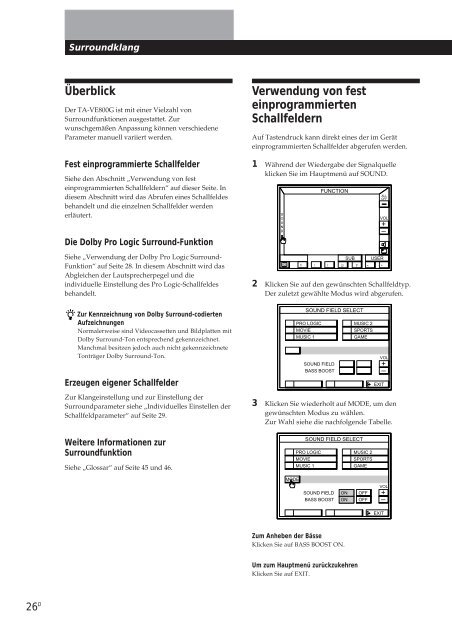 Sony TA-VE800G - TA-VE800G Consignes d&rsquo;utilisation Allemand