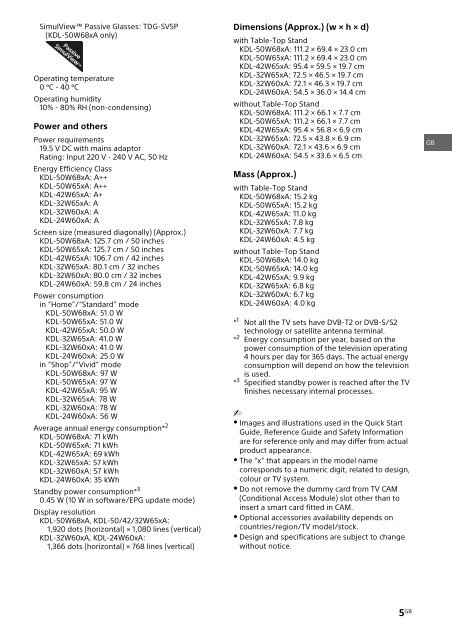 Sony KDL-42W656A - KDL-42W656A Guide de r&eacute;f&eacute;rence Norv&eacute;gien