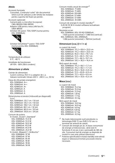 Sony KDL-42W656A - KDL-42W656A Guide de r&eacute;f&eacute;rence Fran&ccedil;ais