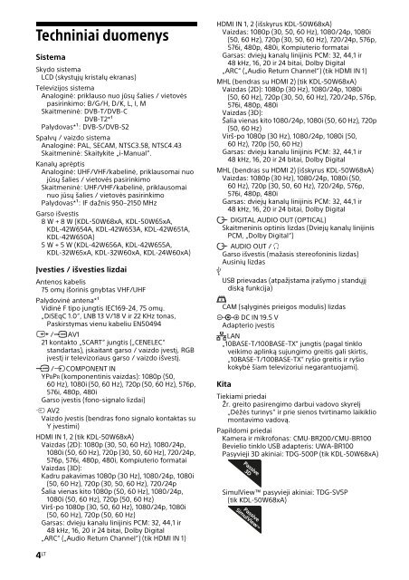 Sony KDL-42W656A - KDL-42W656A Guide de r&eacute;f&eacute;rence Serbe