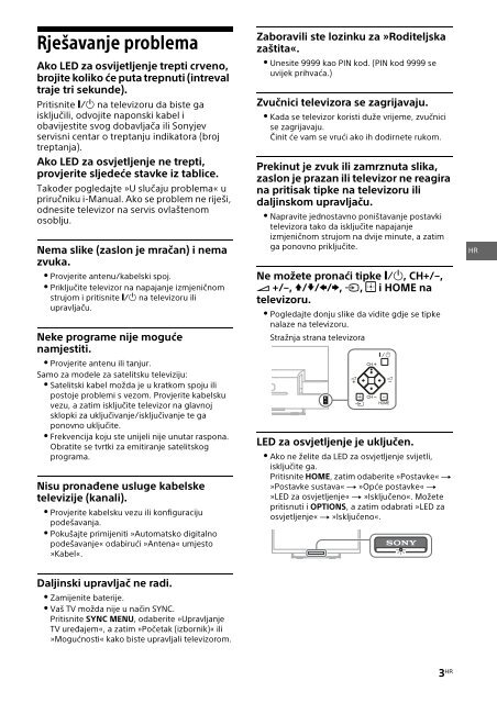 Sony KDL-42W656A - KDL-42W656A Guide de r&eacute;f&eacute;rence Croate