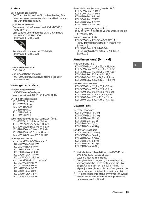 Sony KDL-42W656A - KDL-42W656A Guide de r&eacute;f&eacute;rence Polonais