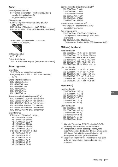 Sony KDL-42W656A - KDL-42W656A Guide de r&eacute;f&eacute;rence Turc