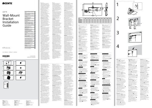 Sony KDL-42W656A - KDL-42W656A Informations d'installation du support de fixation murale Danois