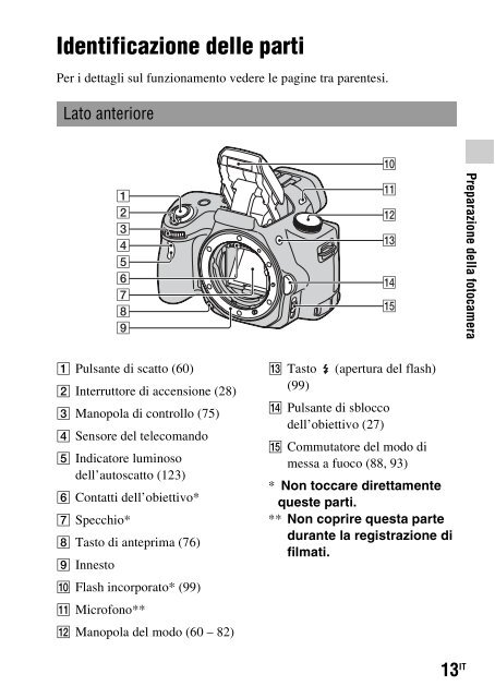 Sony SLT-A33 - SLT-A33 Consignes d&rsquo;utilisation Italien