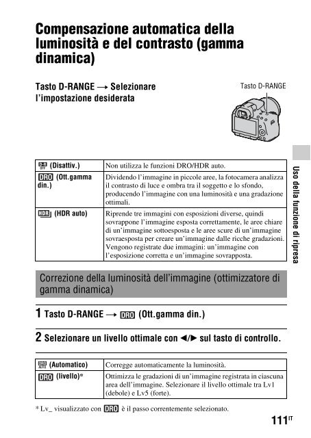 Sony SLT-A33 - SLT-A33 Consignes d&rsquo;utilisation Italien