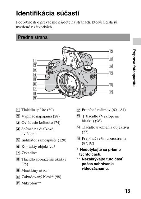 Sony SLT-A33 - SLT-A33 Consignes d&rsquo;utilisation Slovaque