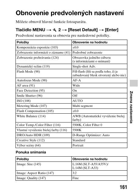 Sony SLT-A33 - SLT-A33 Consignes d&rsquo;utilisation Slovaque