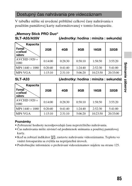 Sony SLT-A33 - SLT-A33 Consignes d&rsquo;utilisation Slovaque