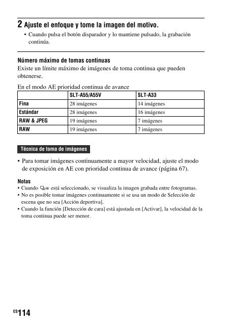 Sony SLT-A33 - SLT-A33 Consignes d&rsquo;utilisation Espagnol
