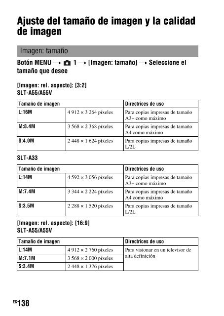 Sony SLT-A33 - SLT-A33 Consignes d&rsquo;utilisation Espagnol