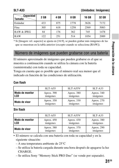 Sony SLT-A33 - SLT-A33 Consignes d&rsquo;utilisation Espagnol