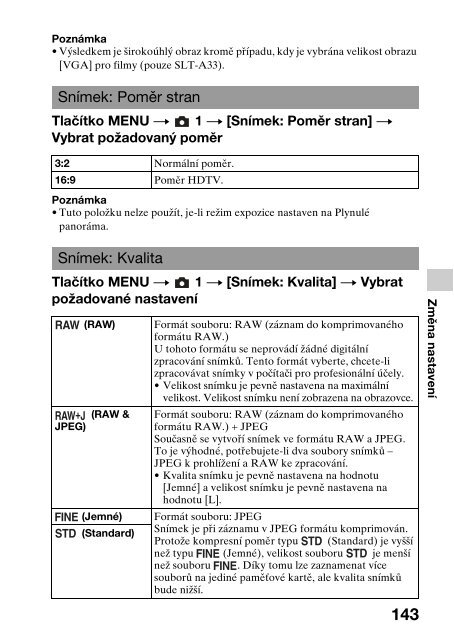 Sony SLT-A33 - SLT-A33 Consignes d&rsquo;utilisation Tch&egrave;que