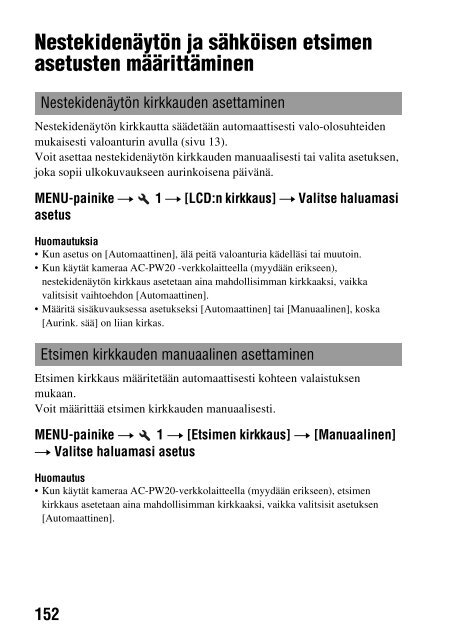 Sony SLT-A33 - SLT-A33 Consignes d&rsquo;utilisation Finlandais