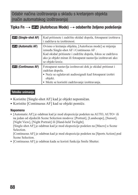 Sony SLT-A33 - SLT-A33 Mode d'emploi Croate