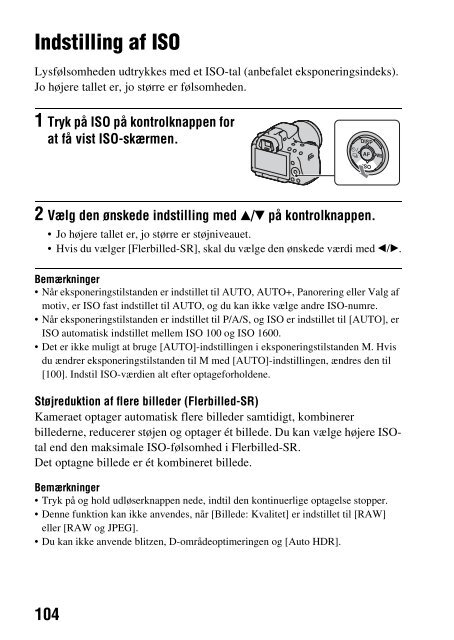 Sony SLT-A33 - SLT-A33 Consignes d&rsquo;utilisation Danois