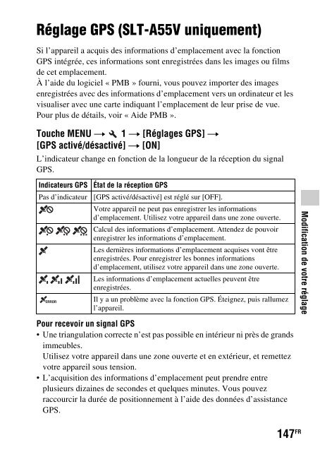 Sony SLT-A33 - SLT-A33 Consignes d&rsquo;utilisation Fran&ccedil;ais