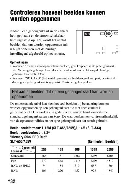 Sony SLT-A33 - SLT-A33 Consignes d&rsquo;utilisation N&eacute;erlandais