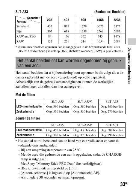 Sony SLT-A33 - SLT-A33 Consignes d&rsquo;utilisation Allemand