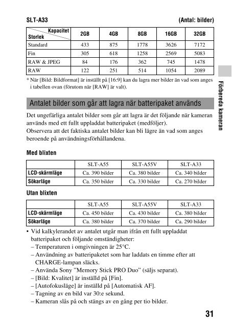 Sony SLT-A33 - SLT-A33 Consignes d&rsquo;utilisation Su&eacute;dois