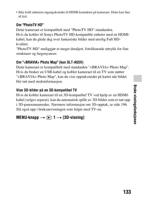 Sony SLT-A33 - SLT-A33 Consignes d&rsquo;utilisation Norv&eacute;gien