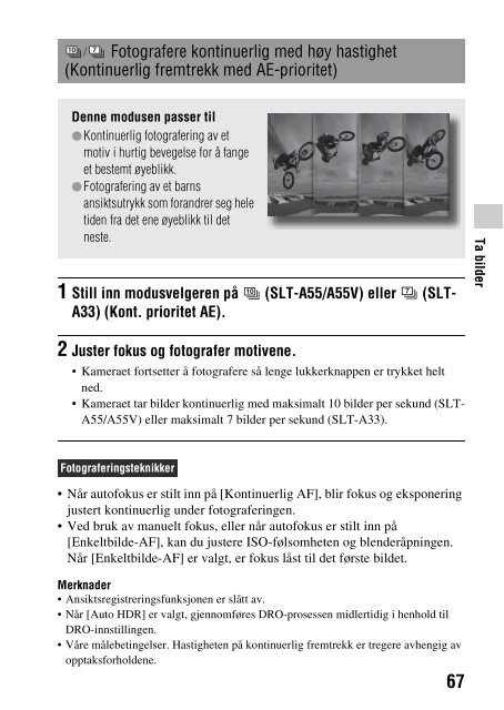 Sony SLT-A33 - SLT-A33 Consignes d&rsquo;utilisation Norv&eacute;gien