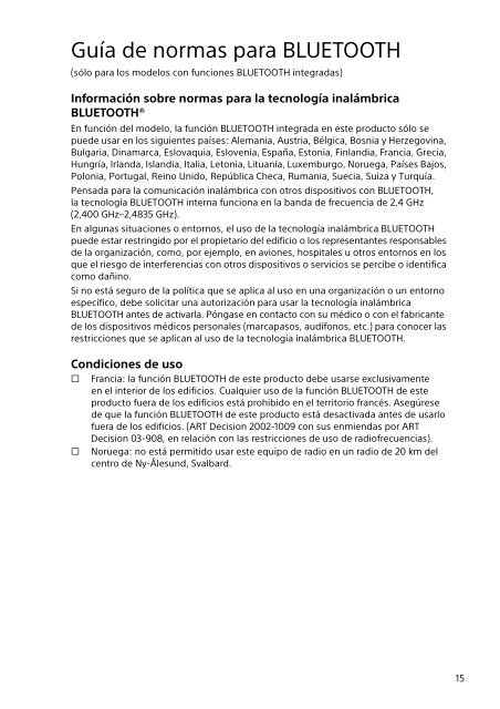Sony SVE1712T1E - SVE1712T1E Documents de garantie Espagnol
