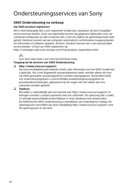 Sony SVE1712T1E - SVE1712T1E Documents de garantie N&eacute;erlandais